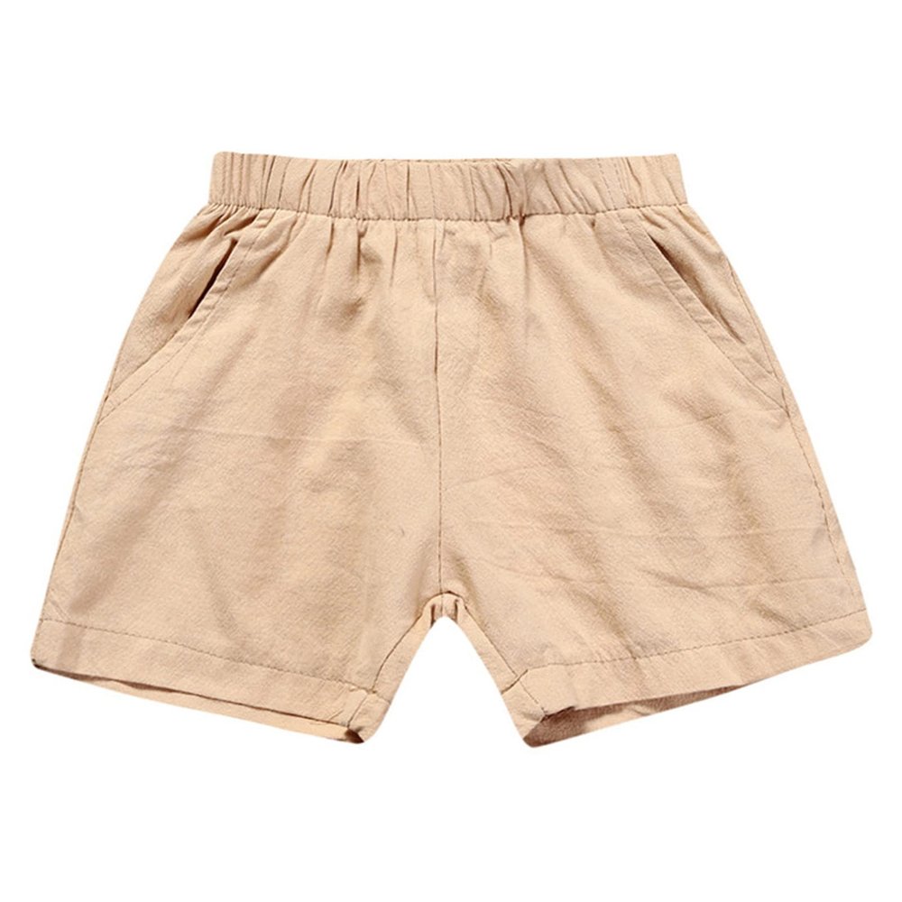 Alvivi Toddler Baby Girls Boys Cotton Linen Shorts Elastic Waistband Solid Color Booty Shorts Khaki 4-5 Years