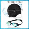 4 Pack Swim Caps for Kids Swimming Cap and Goggles for Boys Girls Silicone Swim Bath Hats with Ear Plugs Nose Clip for Short Long Hair Age 8-15 Youth(Black, Blue) view 2