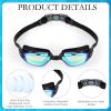 4 Pack Swim Caps for Kids Swimming Cap and Goggles for Boys Girls Silicone Swim Bath Hats with Ear Plugs Nose Clip for Short Long Hair Age 8-15 Youth(Black, Blue) view 3