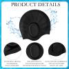 4 Pack Swim Caps for Kids Swimming Cap and Goggles for Boys Girls Silicone Swim Bath Hats with Ear Plugs Nose Clip for Short Long Hair Age 8-15 Youth(Black, Blue) view 4