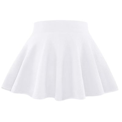 BOOPH Kids Girls Casual Mini Flare Plain Pleated Skater Skirts 12-13 Years White