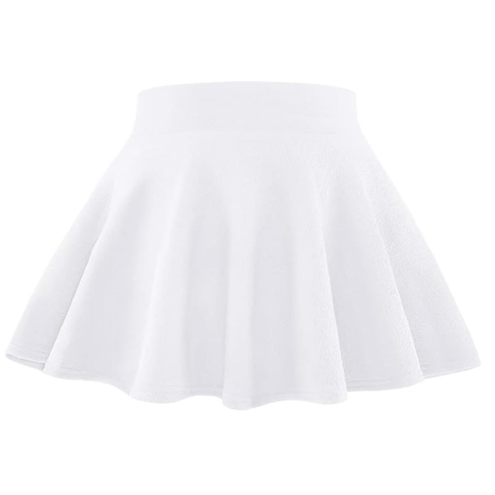 BOOPH Kids Girls Casual Mini Flare Plain Pleated Skater Skirts 12-13 Years White