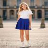 BOOPH Kids Girls Skirt Casual Mini Flare Plain Pleated Skater Uniform Skirts 10-11 Years Blue view 3