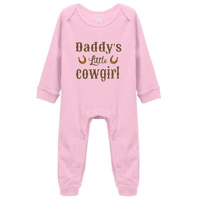 Snagminio Daddy's Little Cowgirl Baby Bodsuit Footed Rompers Long Sleeve Cotton Jumpsuit Outfits