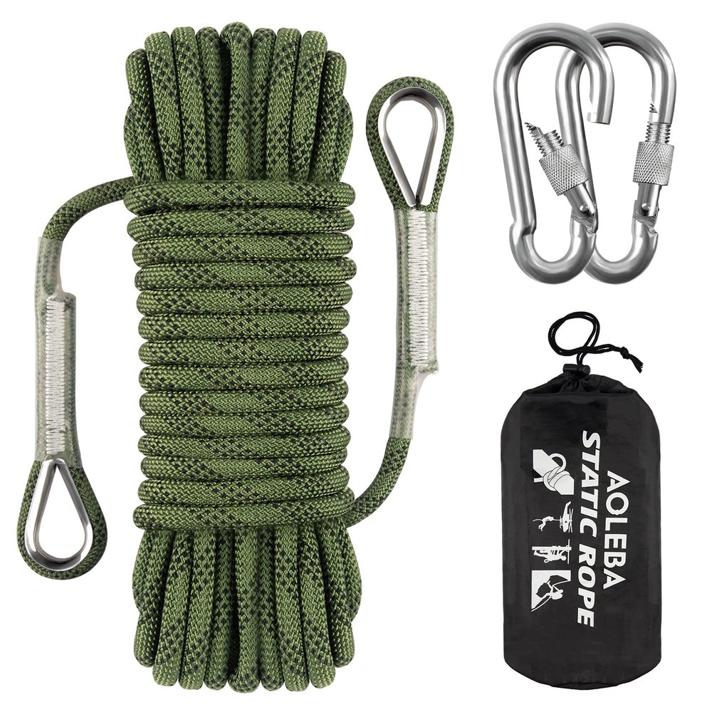 AOLEBA 10.5 mm Static Climbing Rope 10M(32ft) 20M(64ft) 30M(96ft) 50M(160ft) 70M(230ft) Outdoor Rock Climbing Ropes, Escape Rope Ice Climbing Equipment Fire Rescue Parachute Rope