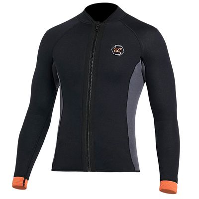 Wetsuit Top 3mm Neoprene Wetsuit Jacket Men Front Zip Long Sleeve Diving Suit for Swimming Surfing Snorkeling Kayaking Scuba Diving L Size