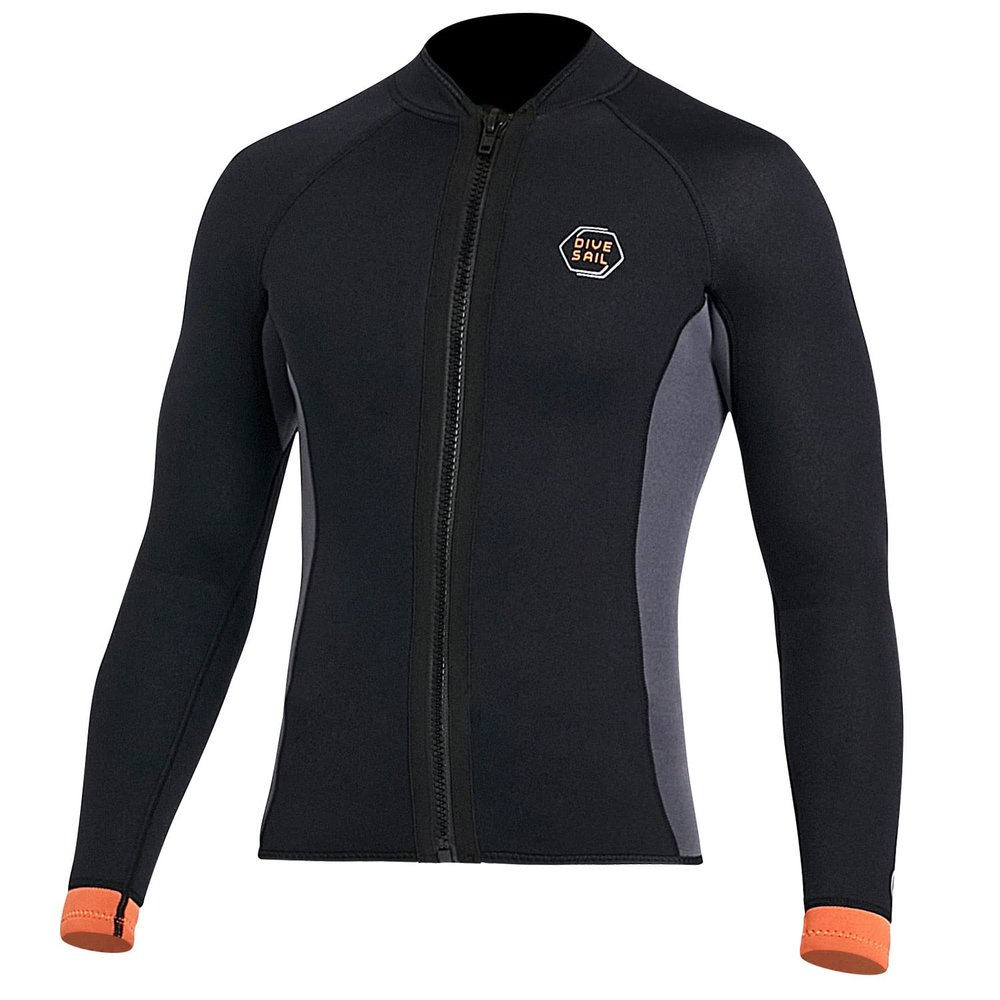 Wetsuit Top 3mm Neoprene Wetsuit Jacket Men Front Zip Long Sleeve Diving Suit for Swimming Surfing Snorkeling Kayaking Scuba Diving L Size