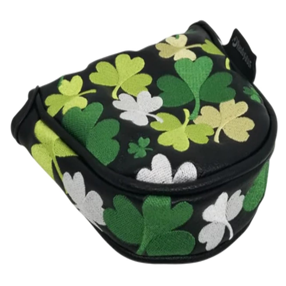 Shamrocks All-Over Embroidered Putter Cover by ReadyGOLF - Mallet