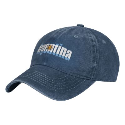 AHMOVOMAH Argentina Flag Denim Hats for Mens Womens Baseball Caps Casquette Navy, One Size