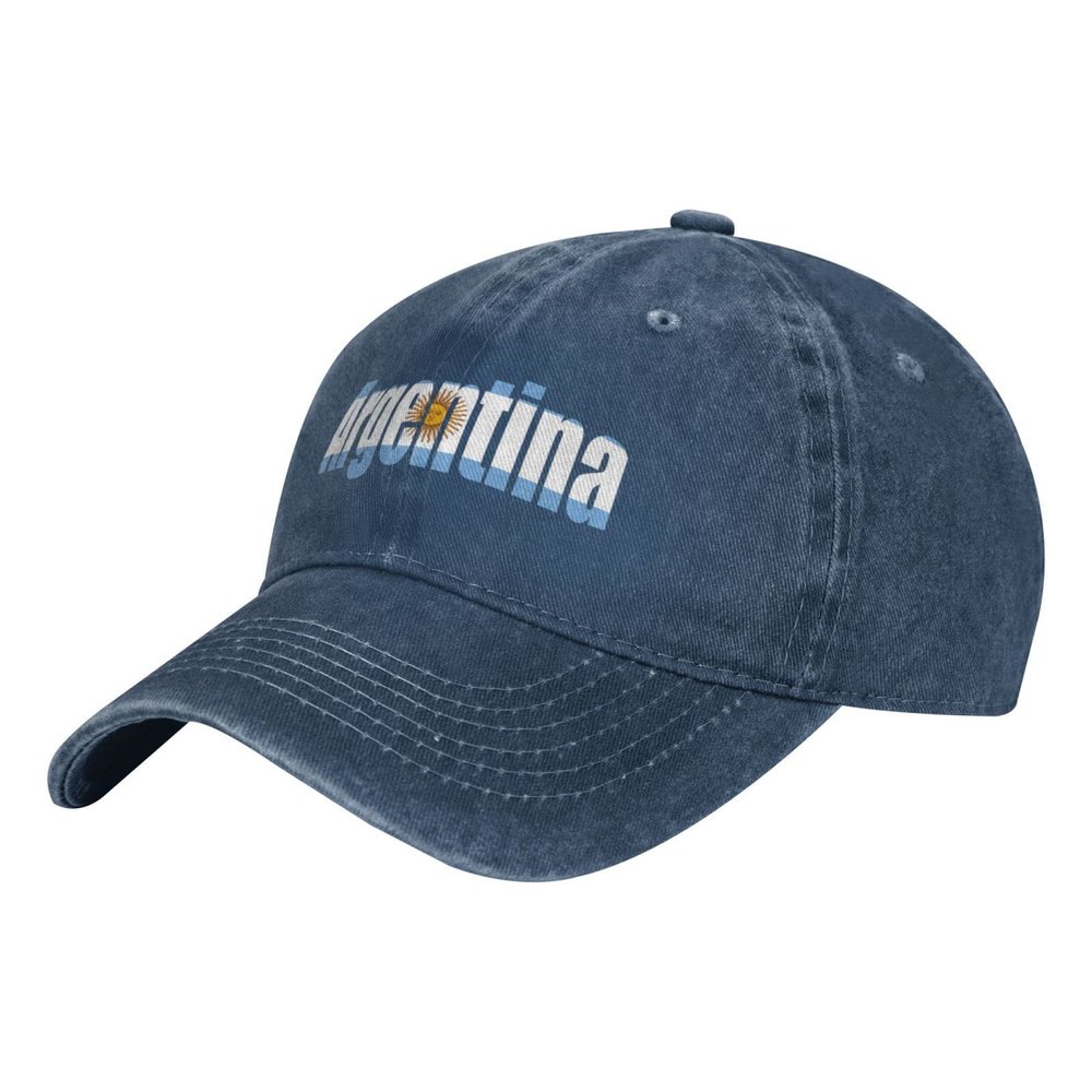AHMOVOMAH Argentina Flag Denim Hats for Mens Womens Baseball Caps Casquette Navy, One Size