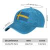 AHMOVOMAH Sweden Flag Denim Hats for Mens Womens Baseball Caps Casquette Blue view 2