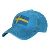 AHMOVOMAH Sweden Flag Denim Hats for Mens Womens Baseball Caps Casquette Blue view 3