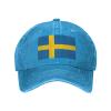 AHMOVOMAH Sweden Flag Denim Hats for Mens Womens Baseball Caps Casquette Blue view 4
