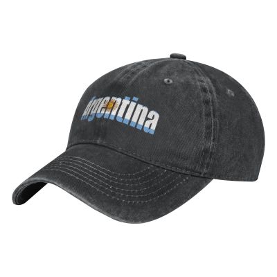 AHMOVOMAH Argentina Flag Denim Hats for Mens Womens Baseball Caps Casquette Black One Size