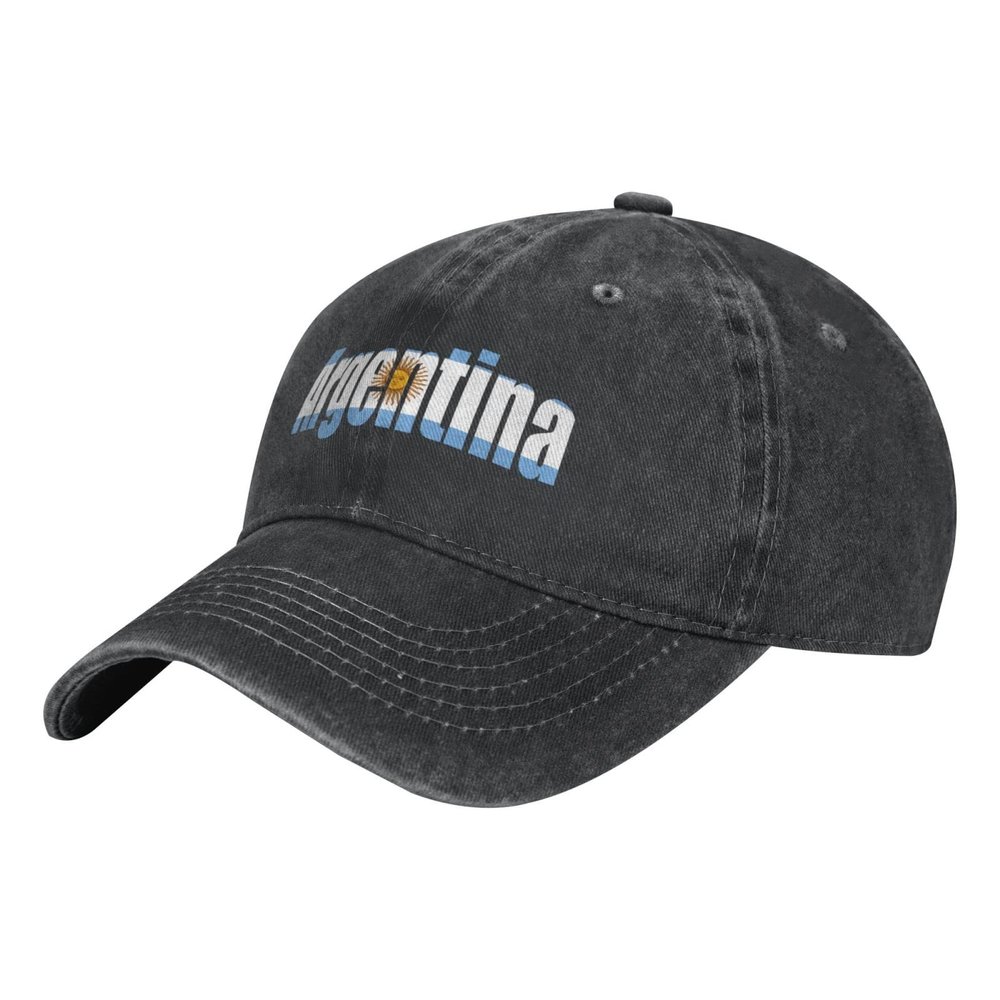 AHMOVOMAH Argentina Flag Denim Hats for Mens Womens Baseball Caps Casquette Black One Size