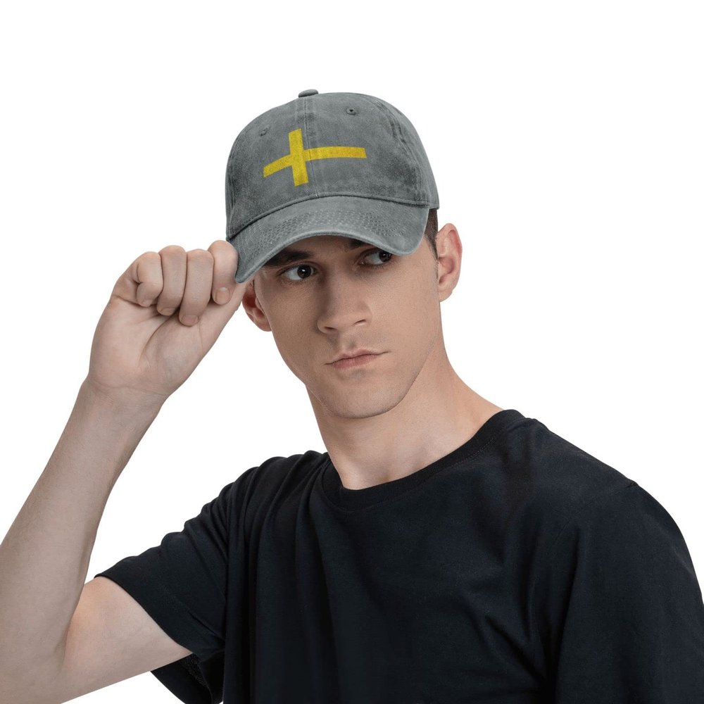 AHMOVOMAH Sweden Flag Denim Hats for Mens Womens Baseball Caps Casquette Gray