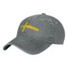 AHMOVOMAH Sweden Flag Denim Hats for Mens Womens Baseball Caps Casquette Gray view 3