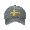 AHMOVOMAH Sweden Flag Denim Hats for Mens Womens Baseball Caps Casquette Gray view 4