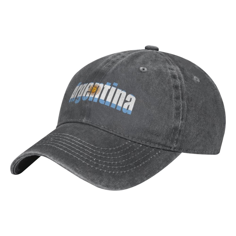 AHMOVOMAH Argentina Flag Denim Hats for Mens Womens Baseball Caps Casquette Deep Heather