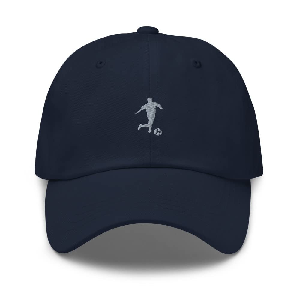 Embroidered Soccer hat, Soccer Hats for Men, Soccer Gifts for Men, Unisex dad hat, Design 3. Navy