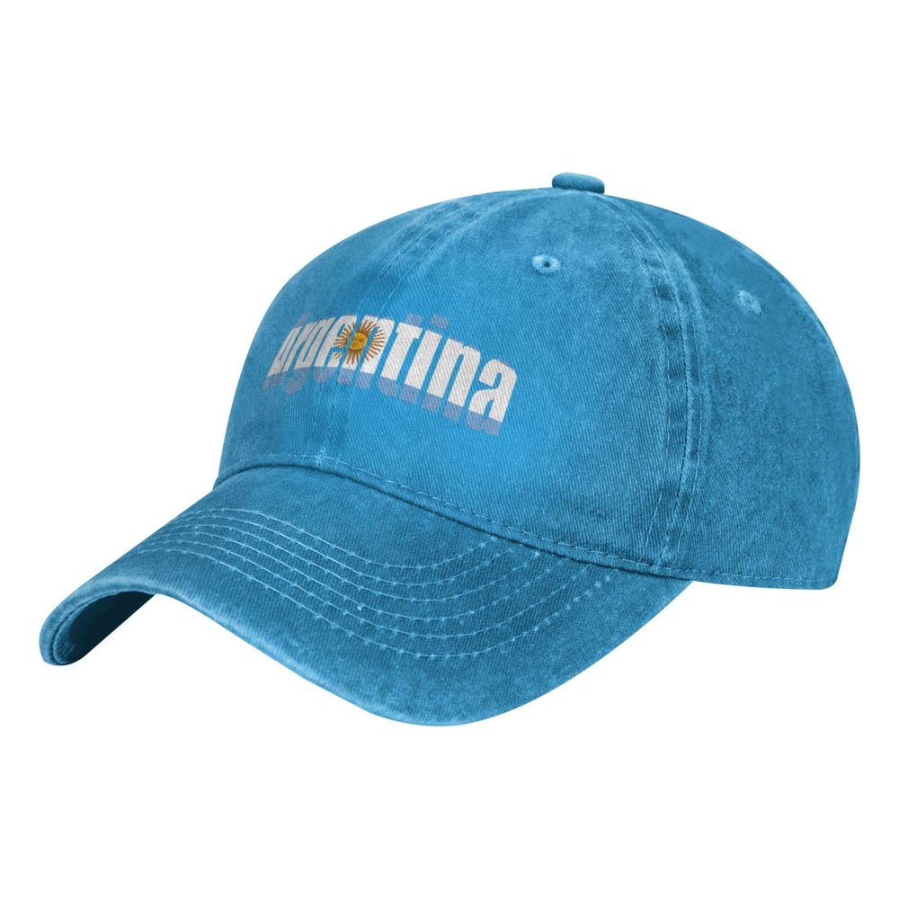 AHMOVOMAH Argentina Flag Denim Hats for Mens Womens Baseball Caps Casquette Blue