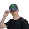 AHMOVOMAH Brazil Flag of Brasil Denim Hats for Mens Womens Baseball Caps Casquette Navy view 1
