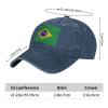 AHMOVOMAH Brazil Flag of Brasil Denim Hats for Mens Womens Baseball Caps Casquette Navy view 2