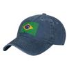 AHMOVOMAH Brazil Flag of Brasil Denim Hats for Mens Womens Baseball Caps Casquette Navy view 3