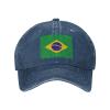AHMOVOMAH Brazil Flag of Brasil Denim Hats for Mens Womens Baseball Caps Casquette Navy view 4