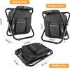 Kikerike Backpack Stool Cooler Chair Heavy Duty 300 LBS Max Load Portable Lightweight Folding Fishing Cooler for Camping Hunting Fishing - Black view 2