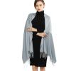RIIQIICHY Pashmina Shawl for Women Weddings Wraps for Evening Dresses Grey Scarfs for Winter Warm Large Scarves view 1