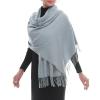 RIIQIICHY Pashmina Shawl for Women Weddings Wraps for Evening Dresses Grey Scarfs for Winter Warm Large Scarves view 3