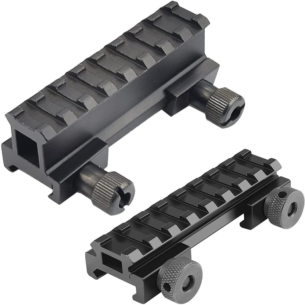 360 Tactical Low-Profile Full Size Riser Mount, 0.5" High 13 Slots Riser Mount 0.5 inch High for Scopes and Optics Three T Trading (Pack of 2-1 Inch High & 0.5" Inch Rise Mount)