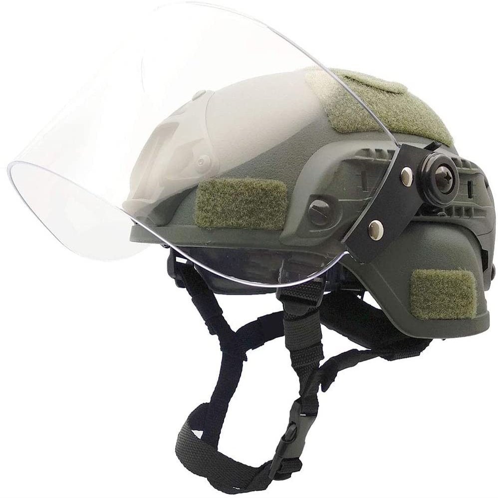 Hunting Explorer Airsoft MICH 2000 ACH Tactical Helmet with Clear Visor NVG Mount and Side Rail