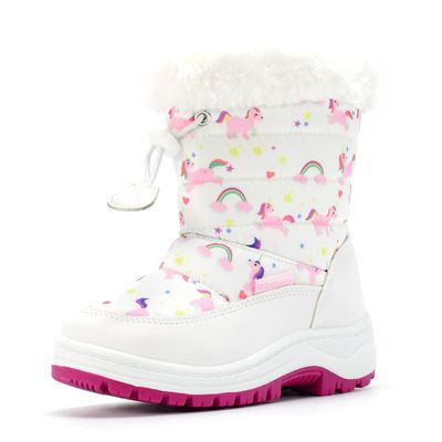 Nova Mountain Boys Girls Little Kids Winter Snow Boots,NF NFWB103 WhiteUnicorn 6