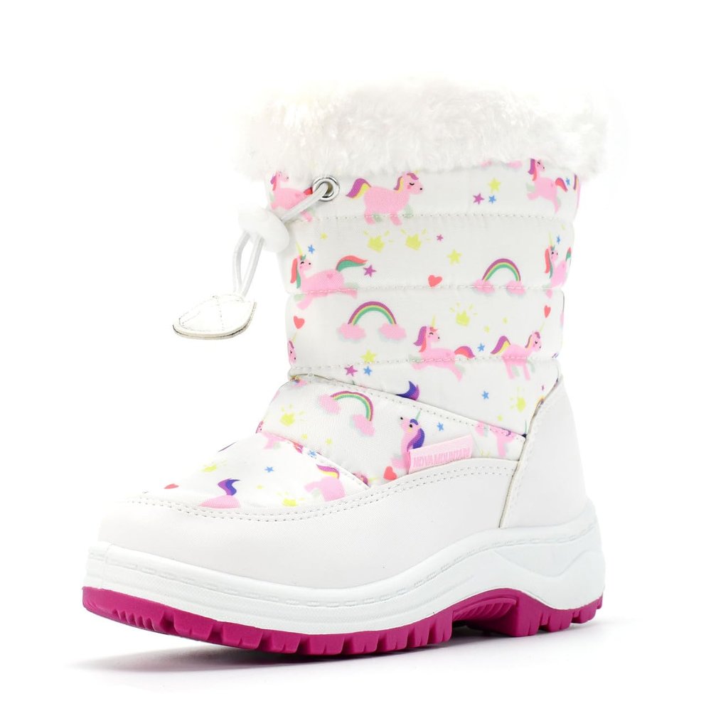Nova Mountain Boys Girls Little Kids Winter Snow Boots,NF NFWB103 WhiteUnicorn 6
