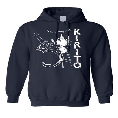 ALLNTRENDS Anime Kirito Graphic Adult Unisex Hoodie (3XL, Navy Blue)