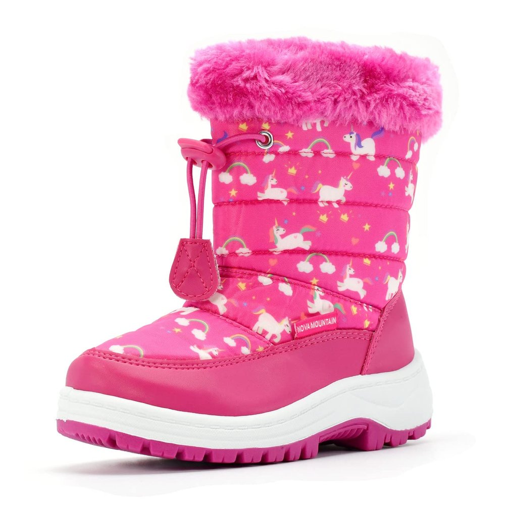 Nova Mountain Boys Girls Little Kids Winter Snow Boots,NF NFWB103 FuchsiaUnicorn 10