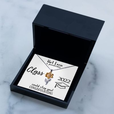 Sunflower Pendant Necklace Luxury Box Graduation Necklace Class of 2022, School in a Pandemic, Class of 2022 Gift, Gift for Her on Graduation, Gift