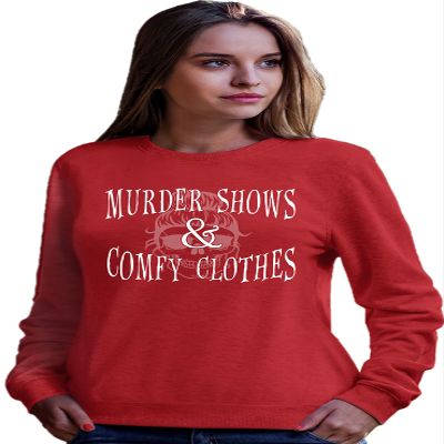5X-Large Red Unisex Murder Shows & Comfy Clothes Funny Gift True Crime Sweatshirt Crewneck