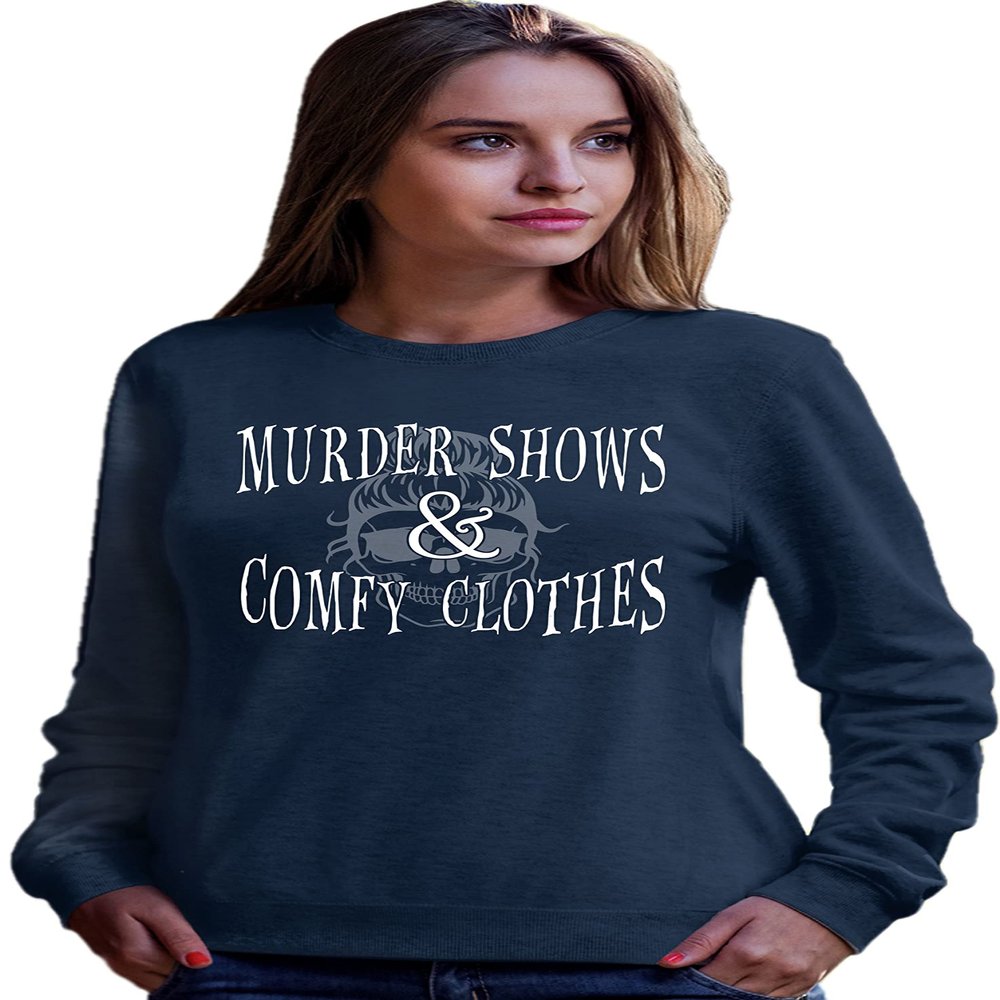 3X-Large Navy Blue Unisex Murder Shows & Comfy Clothes Funny Gift True Crime Sweatshirt Crewneck