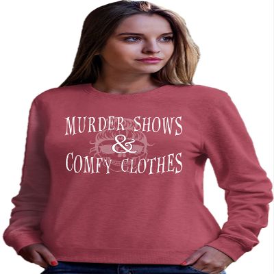 3X-Large Vintage Heather Red Unisex Murder Shows & Comfy Clothes Funny Gift True Crime Sweatshirt Crewneck