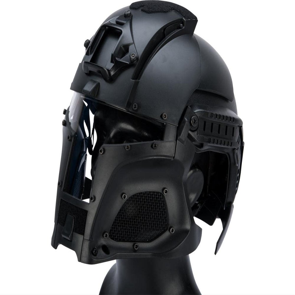Medieval Iron Warrior Full Head Coverage Helmet System (Black)