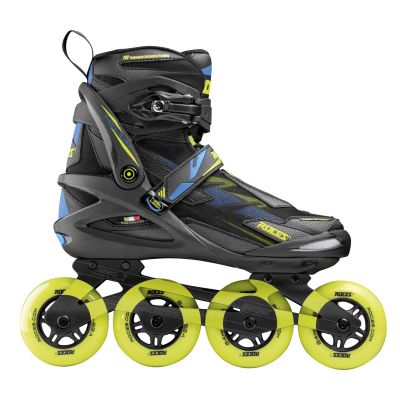 Roces Men's Helium II TIF Lightweight Breathable Adjustable Fitness Sporty Outdoor Four 84mm Wheel Inline Racing Skates with Easy Entry System & Invisible Frame, Black/Lime, 13