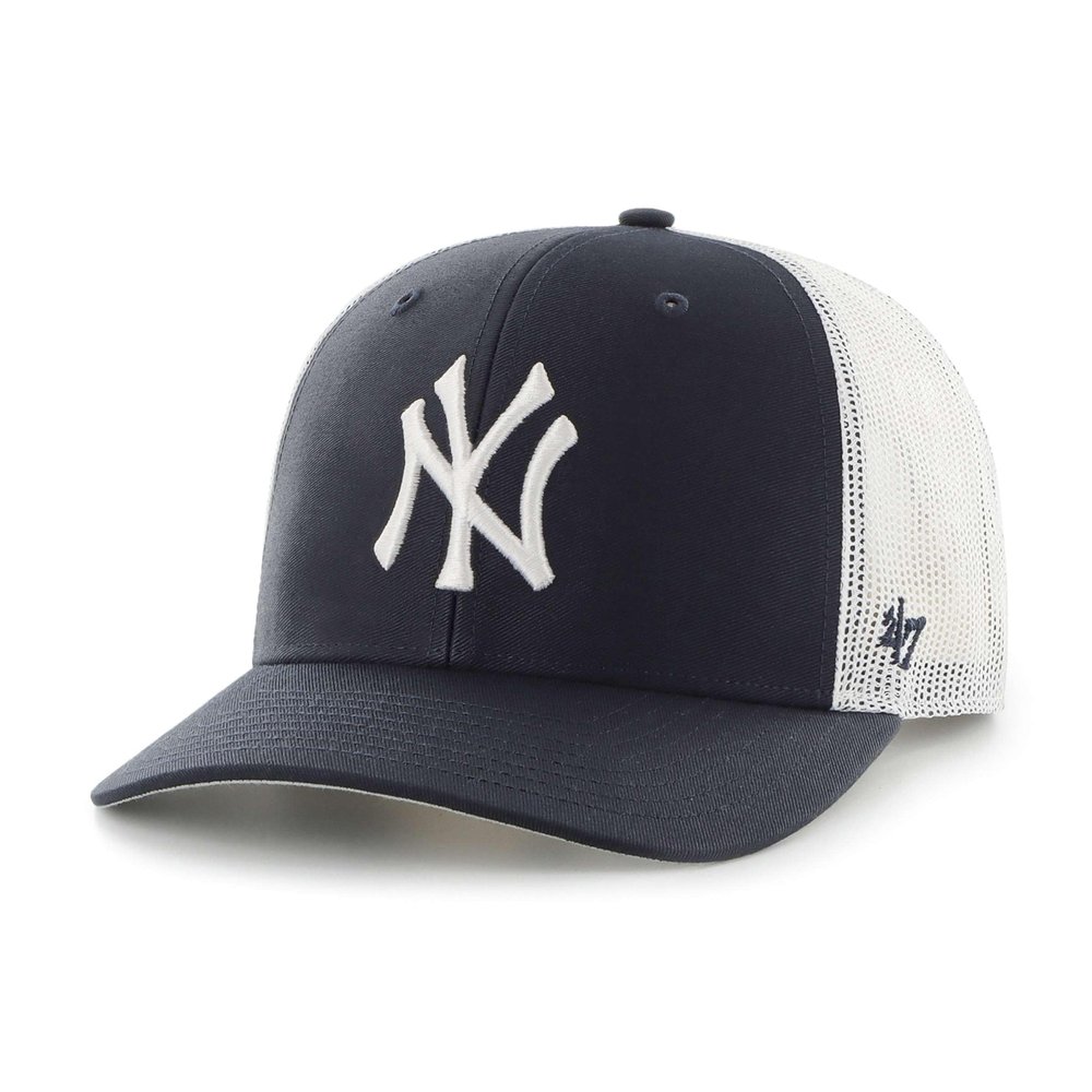 '47 Brand NY New York Yankees Trucker Snapback Cap, Adjustable Hat Navy Blue, One Size