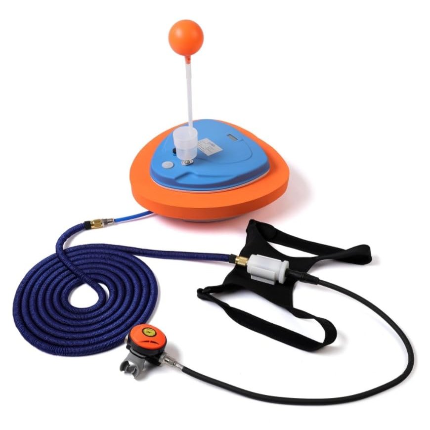 Diving Ventilator, DGLUYUDV 5.5 Hours Rechargeable Scuba Diving Tank, Waterproof Air Compressor with 39ft Hose & Diving Breathing Regulator Scuba Diving System for Recreational Diving Fishing