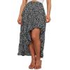 BTFBM Women 2026 Spring Summer Long Skirts Dress Boho Floral Elastic Waist Split Ruffle High Low Beach Maxi Skirt Clothes(Black White, Medium)