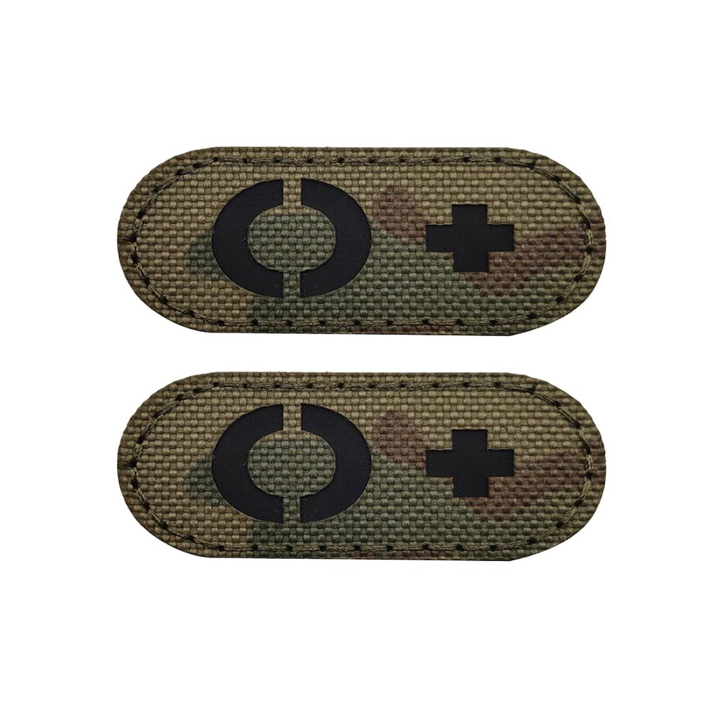 2 PCS AliPlus O+ POS Patches Blood Type Patches IR Infrared Reflective Laser Cut Patch Tactical Morale Patch Hook and Loop(2 * 1in CP)