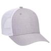 Ashen Fane 6 Panel Heather Blend Twill Structured Low Profile Mesh Back Snapback Trucker Hat, Heather Gray/Heather Gray/White view 1