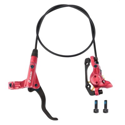 Catazer MTB Oil Hydraulic Disc Brake Set with Brake Levers Caliper Oil Cable Front 800mm Rear 1450mm for Mountain Bike Fat Bike E-Bike Scooter Disc Brake (Red Front)